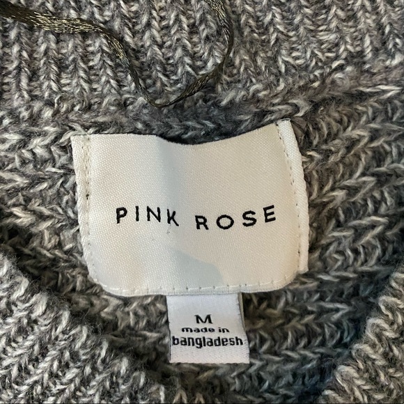 Pink Rose Grey Knitted Sweater - Picture 2 of 3